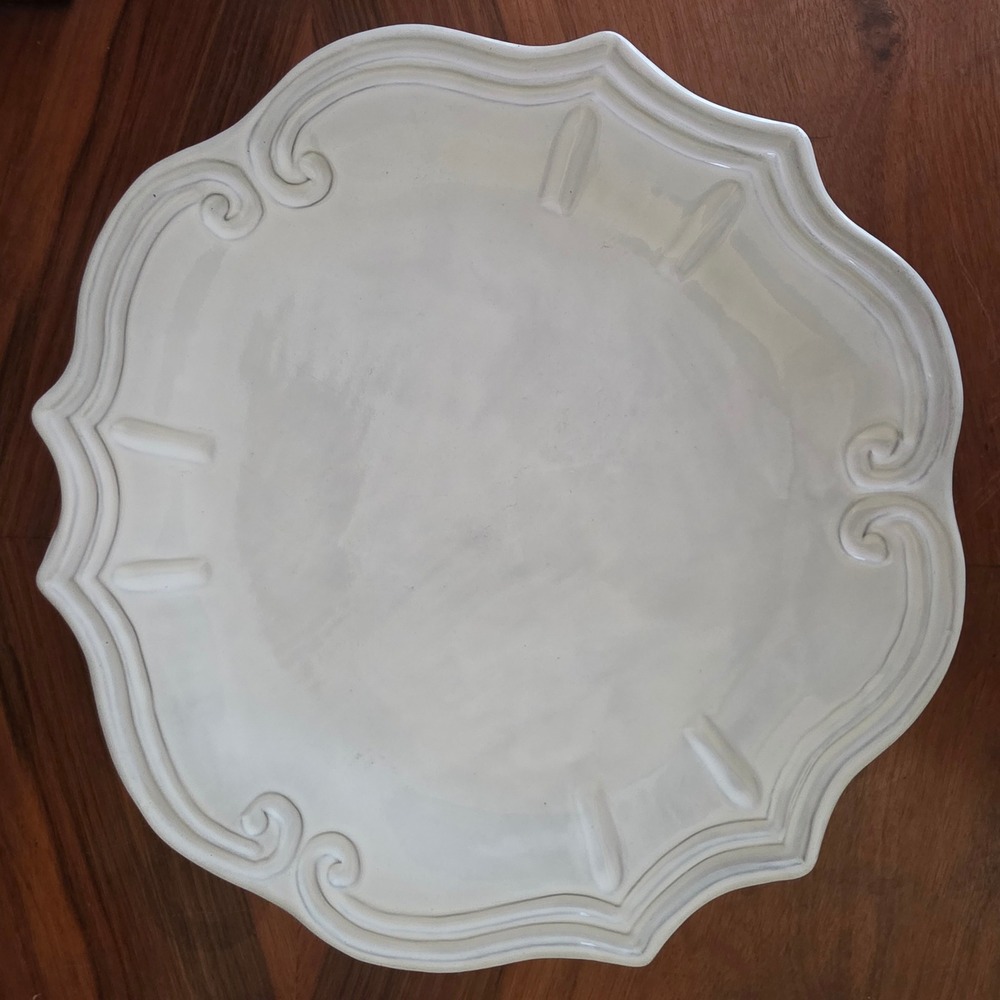 Vietri Incanto Baroque White Set of 4 Dinner Plates 10.75" Italian Stoneware